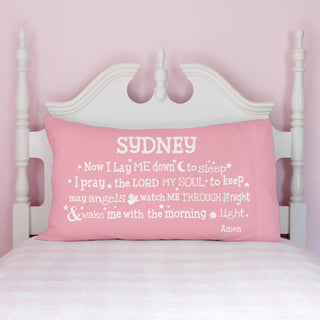 Now I Lay Me Down Pink Personalized Pillowcase