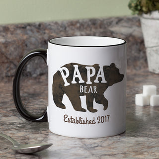 Papa Bear White Coffee Mug with Black Rim and Handle-11oz
