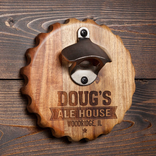 Personalized Magnetic Beer Cap Holder and Beer Bottle Opener