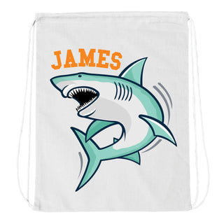 Personalized Shark Drawstring Bag