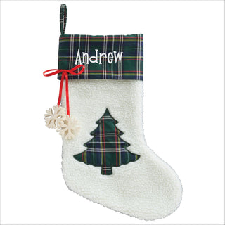 Personalized Green Plaid Tree Stocking