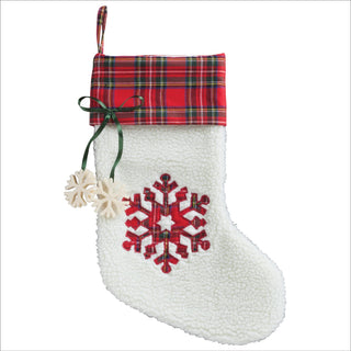 Personalized Red Plaid Snowflake Stocking