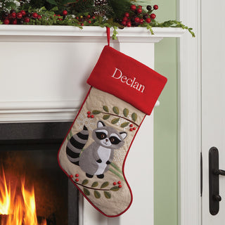 Personalized Forest Friend Stocking---Raccoon