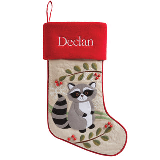 Personalized Forest Friend Stocking---Raccoon