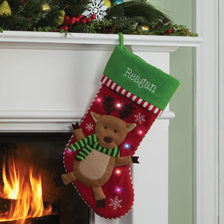 Personalized Twinkling LED Stocking - Reindeer