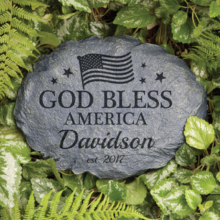 Personalized God Bless America Garden Stone