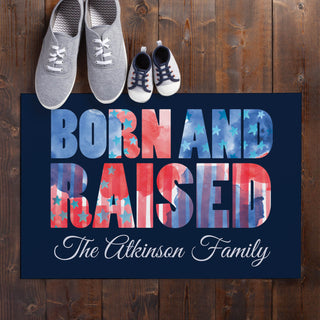Born and Raised Personalized Doormat