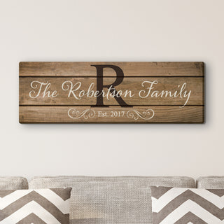 Family Name and Initial 9x27 Personalized Canvas
