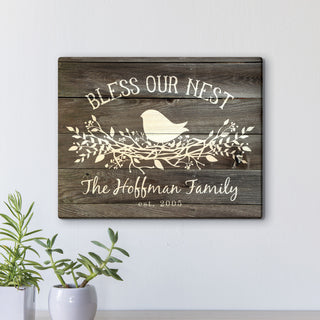 Bless Our Nest Personalized 11x14 Canvas