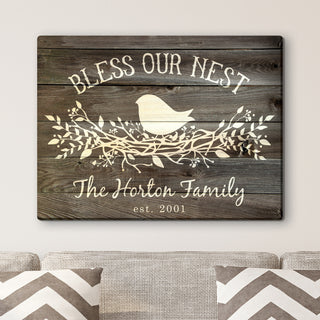 Bless Our Nest Personalized 18x24 Canvas