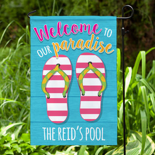 Welcome To Our Paradise Personalized Garden Flag