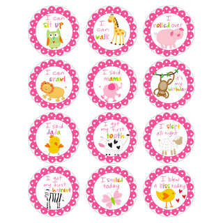 Sandra Magsamen Personalized Baby Girl Round Sticker - Set of 12