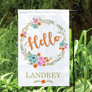 Floral Hello Personalized Garden Flag