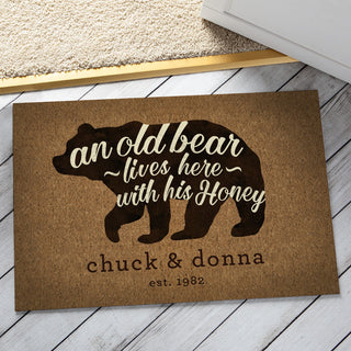 Bear and His Honey Personalized Doormat - 18x27 Inch, 1/8" Thin