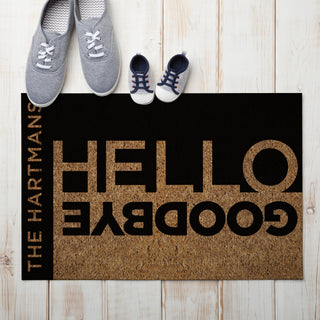 Hello and Goodbye Personalized Doormat - 18x27 Inch, 1/8" Thin