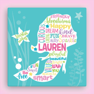 Sweet Mermaid Personalized 12x12 Canvas