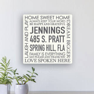 Family Words Personalized 12x12 Canvas