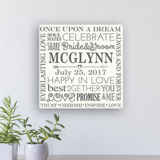 Wedding Words Personalized 12x12 Canvas