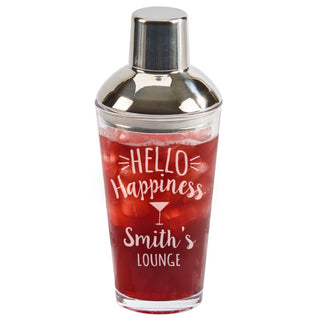 Hello Happiness Personalized Glass Bottom Cocktail Shaker