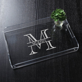 Family Initial and Name Personalized Acrylic Tray