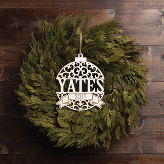Personalized Oversized Antique White Wood Ornament