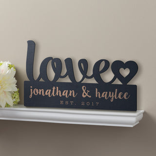 Our Love Personalized Black Wood Plaque