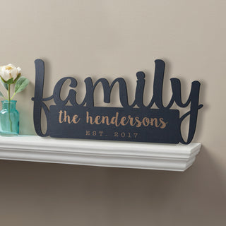 Our Family Personalized Black Wood Plaque