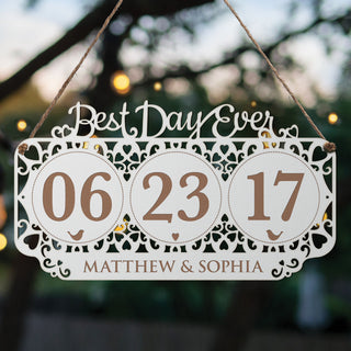 Best Day Ever Personalized Antique White Wood Keepsake