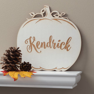 Personalized Antique White Wood Pumpkin