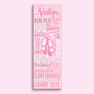Ballet Words 9x27 Personalized Canvas