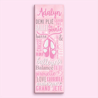 Ballet Words 9x27 Personalized Canvas