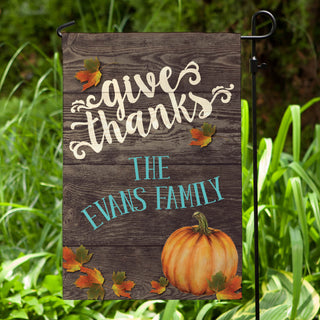 Give Thanks Personalized Garden Flag