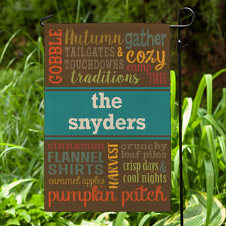 Fall Words Personalized Garden Flag