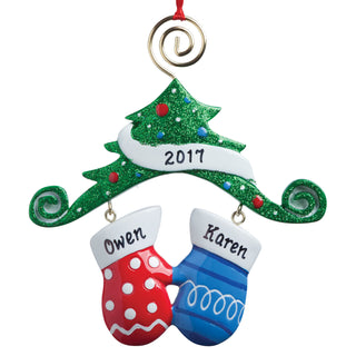Personalized Mitten Ornament--Family of 2
