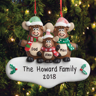 Personalized Moose Family Of Three Ornament