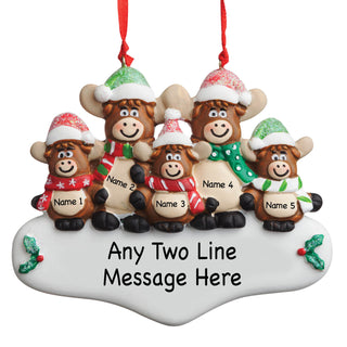 Personalized Moose Family Of Five Ornament