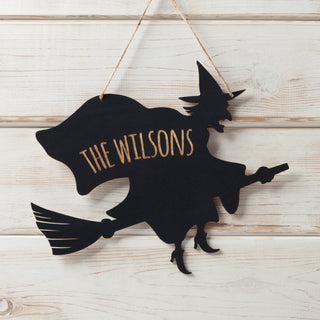 Personalized Black Wood Witch