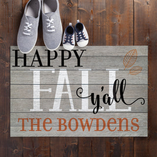 Happy Fall Y'All Personalized Doormat - 18x27 Inch, 1/8" Thin