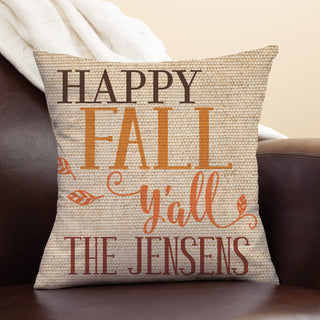 Happy Fall Y'All Personalized Throw Pillow