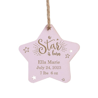 Baby Girl Personalized Pink Wood Ornament