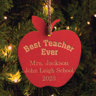 Personalized Red Wood Apple Ornament