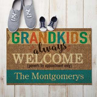Grandkids Always Welcome Personalized Doormat - 18x27 Inch, 1/8" Thin
