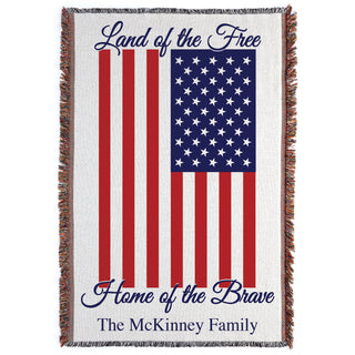 Land Of The Free Personalized Fringe Throw Blanket