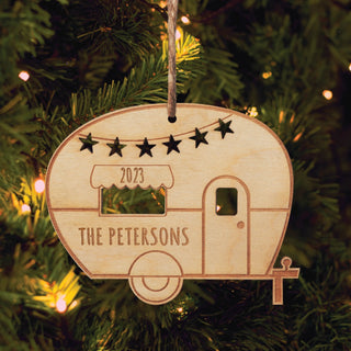 Happy Campers Personalized Wood Ornament