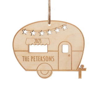 Happy Campers Personalized Wood Ornament