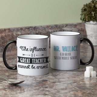 The Influence Of A Great Teacher Cannot Be Erased Personalized Black Handle Coffee Mug - 11 oz.