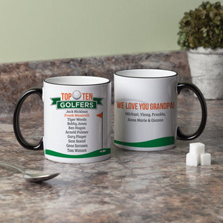 Top Golfers White Coffee Mug with Black Rim and Handle-11oz