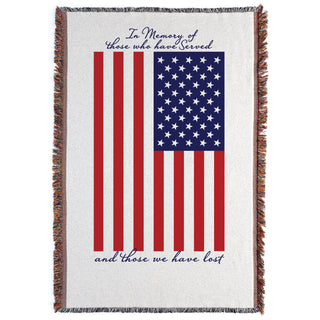 USA Flag Personalized Memorial Fringe Throw Blanket