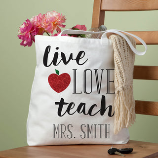 Live, Love, Teach Personalized Tote Bag
