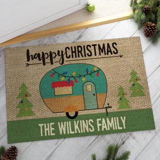 Happy Christmas Personalized Doormat - 18x27 Inch, 1/8" Thin